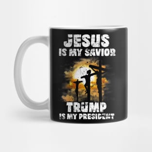 Jesus Is My Savior Trump Is My President American Flag Mug